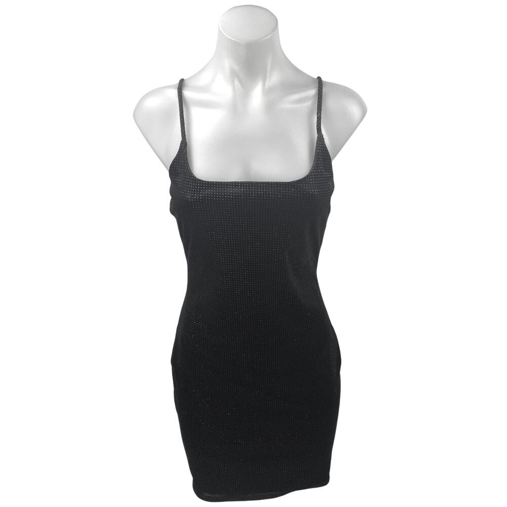 Windsor Black Velvet Velour Sleeveless Cami Square Neck Mini Bodycon Dress Sz S